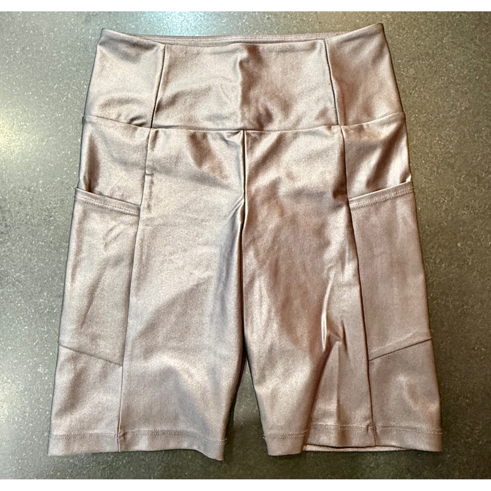 FP Movement Biker Shorts S Rose Gold Metallic High Rise Pockets
